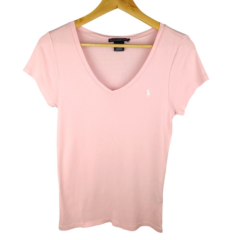 Polo Ralph Lauren Light Pink V-Neck Short Sleeve Tee - Picture 2 of 4